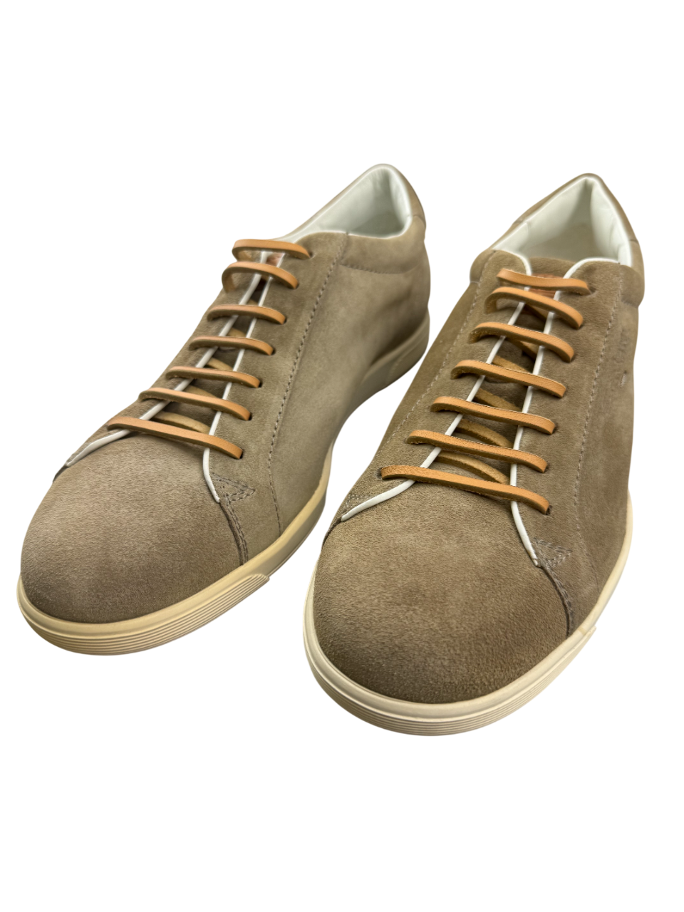 Scarpa casual uomo Santoni, sneaker sportiva in pelle con suola bianca e dettagli eleganti, perfetta per look moderni e comodi.