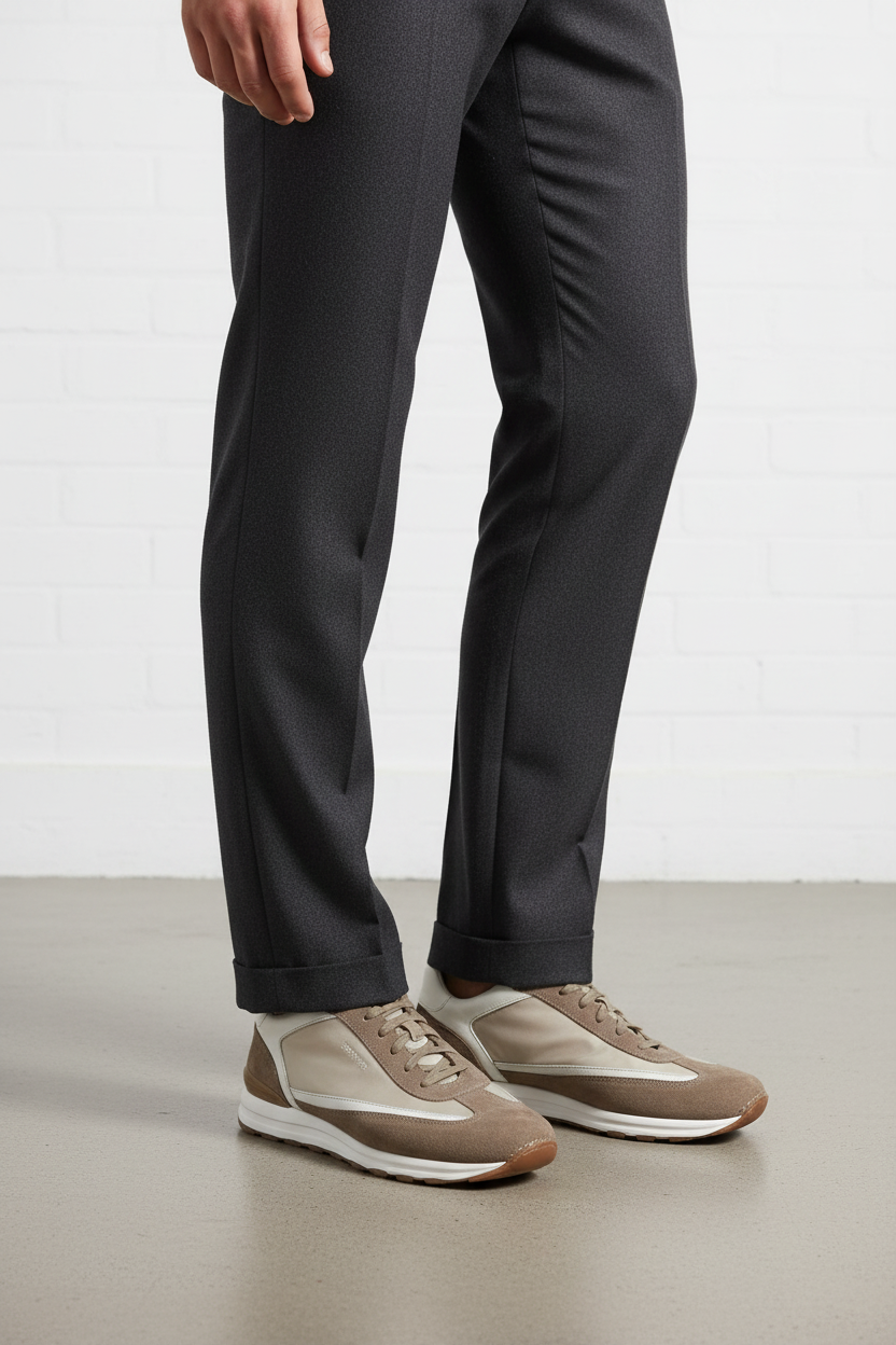 Scarpa uomo Santoni sneaker casual in pelle, stile moderno con suola bianca, ideale per look sportivi e di moda.