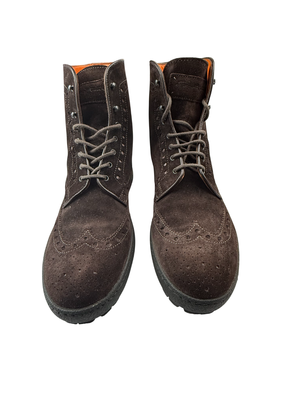 Stivaletti stringati da uomo Santoni, scarpe di moda in pelle, dettagli eleganti e stile sofisticato.