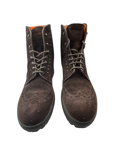 Stivaletti stringati da uomo Santoni, scarpe di moda in pelle, dettagli eleganti e stile sofisticato.
