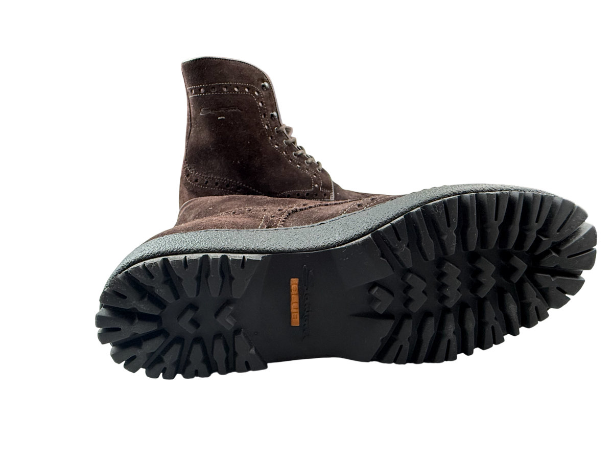 Stivaletti stringati da uomo Santoni in pelle, stile moda, con suola robusta e design elegante.