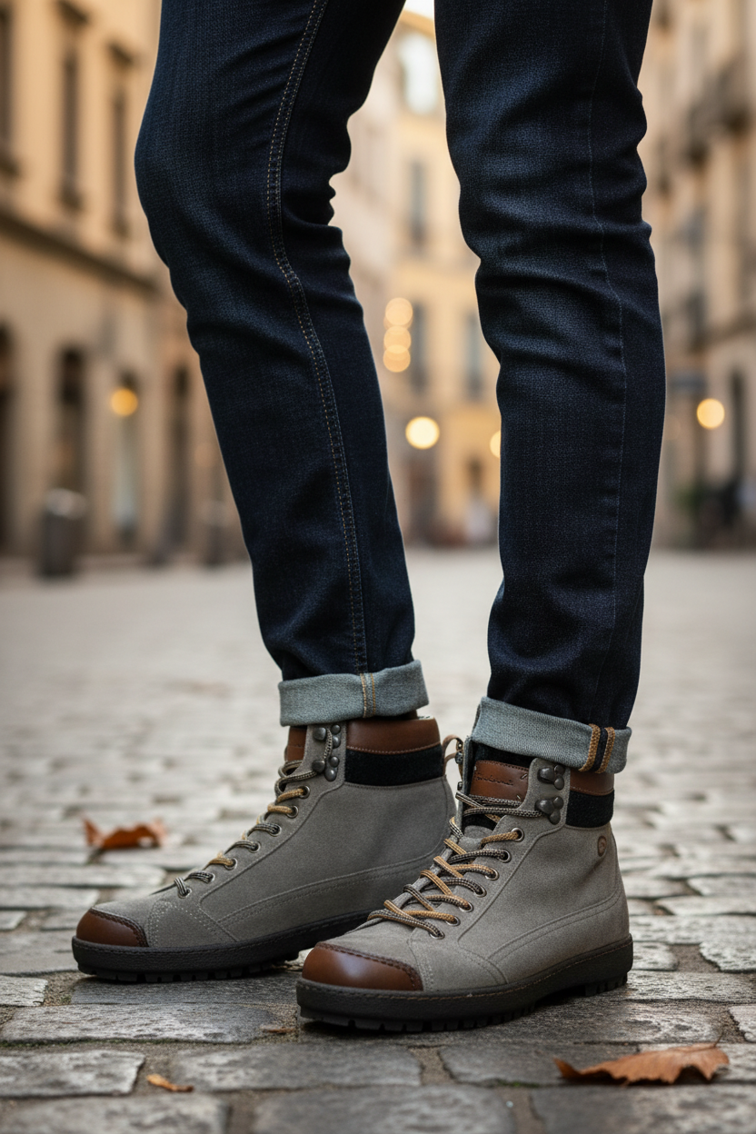 Scarpa uomo Santoni, scarponcino stringato in pelle marrone, moda uomo, stivali eleganti con lacci.