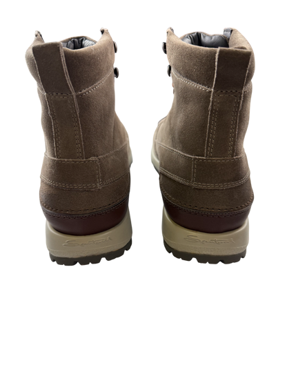 Scarpa uomo Santoni scarponcino stringato in pelle, stile moda uomo, stivali eleganti e robusti per look sofisticato.