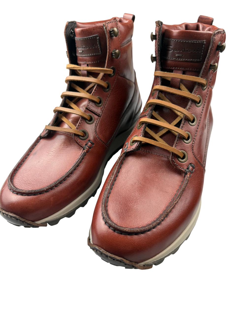 Scarpa uomo Santoni, scarponcino stringato in pelle con suola robusta, stile elegante e moderno.