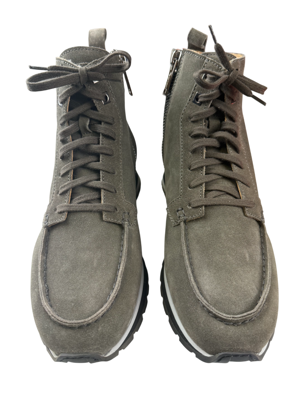 Scarpa uomo Santoni, scarponcino scamosciato grigio, stile moda uomo, calzature Made in Italy, stivali eleganti.