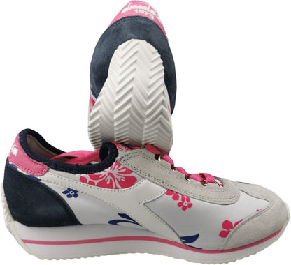 Scarpa donna Diadora Heritage Equipe HH Socks Flower Bianco Denim Rosa