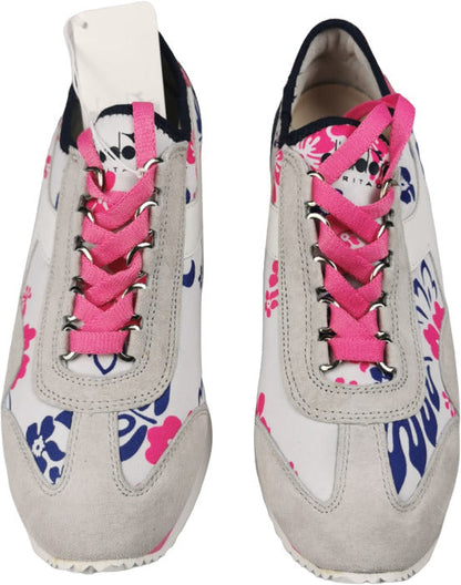 Scarpa donna Diadora Heritage Equipe HH Socks Flower Bianco Denim Rosa
