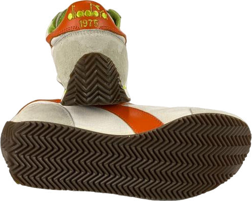 Scarpa uomo Diadora Heritage Equipe Stone Wash 12 Bianco Arancione - Vintage