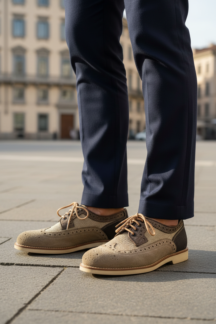 Scarpe brogue indossate