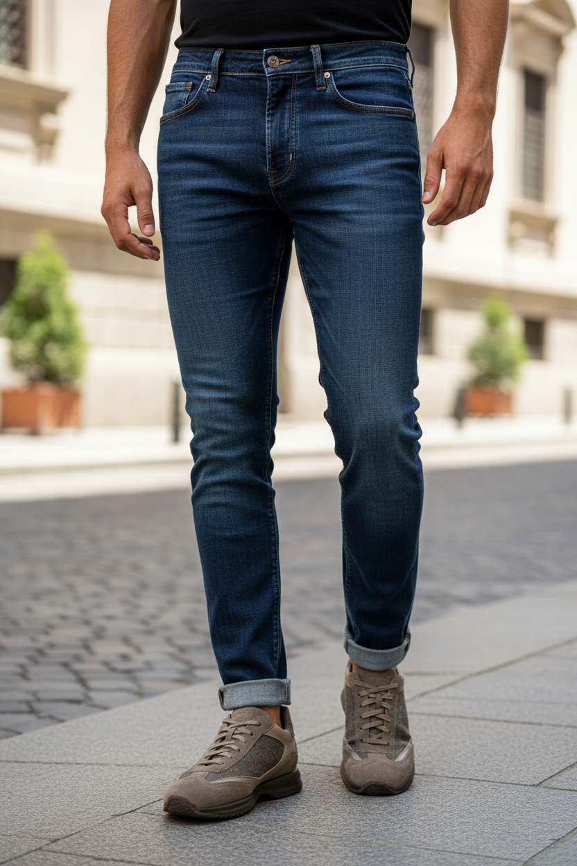 Sneakers taupe indossate