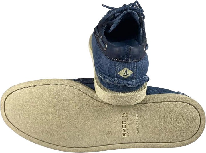 Scarpa uomo Sperry mocassino a wedge in canvas blu vintage, modello loafer casuale in stile moda uomo
