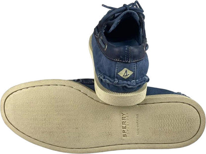 Mocassino uomo Sperry Wedge Canvas blu vintage, scarpa loafer casual in tessuto denim, stile classico e comodo