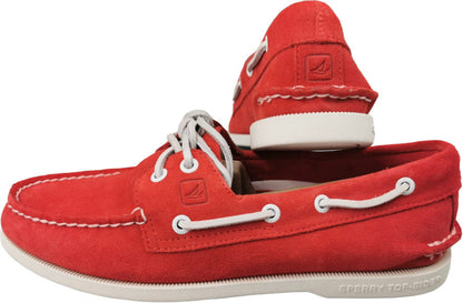 Scarpa uomo Sperry A/O 2-EYE in suede rosso, mocassino boat shoes eleganti per moda maschile
