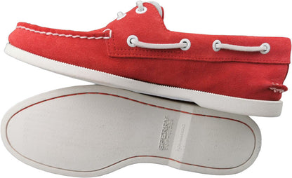 Scarpa uomo Sperry A/O 2-EYE in suede rosso, mocassino boat shoes eleganti con lacci e dettagli classici.