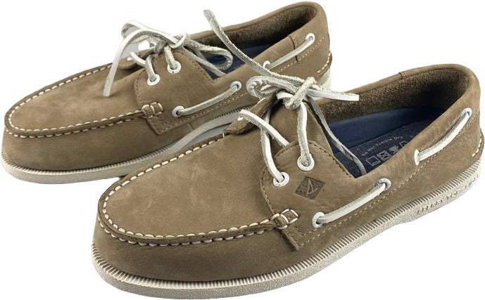 Scarpa uomo mocassino Sperry A/O 2-EYE Washable Taupe, mocassino in tessuto color taupe con dettagli in pelle, stile casual elegante.
