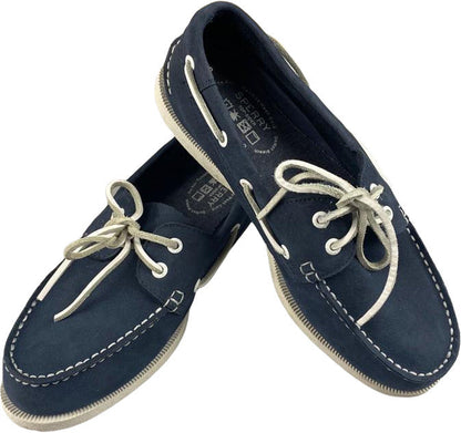 Mocassino uomo Sperry A/O 2 Eye Washable in blu navy, scarpa loafer in pelle morbida, stile casual elegante.