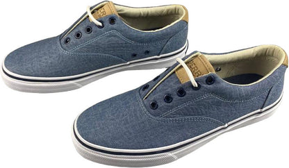 Scarpa sneaker uomo Sperry Striper LL CVO in denim blu, scarpa casual sportiva con design moderno e confortevole.