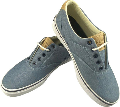 Sneaker casual Sperry Uomo Striper LL CVO in denim blu, scarpa sportiva con design rilassato e dettagli in tessuto denim.