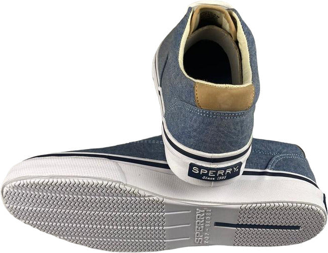 Scarpa sneaker casual uomo Sperry Striper LL CVO in denim blu, sneakers sportivi con design classico e materiale in tessuto denim.