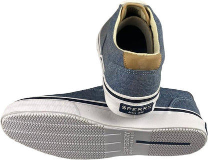 Scarpa sneaker casual Sperry uomo Striper LL CVO in denim blu, comoda e stile casual, ideale per l'abbigliamento sportivo e urbano.