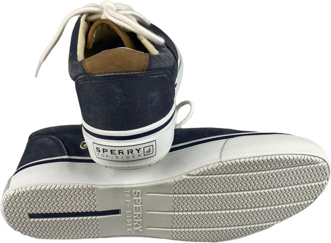 Scarpa uomo Sperry Striper LL CVO Navy in stile vintage, sneaker casual nautiche in blu navy con suola bianca.