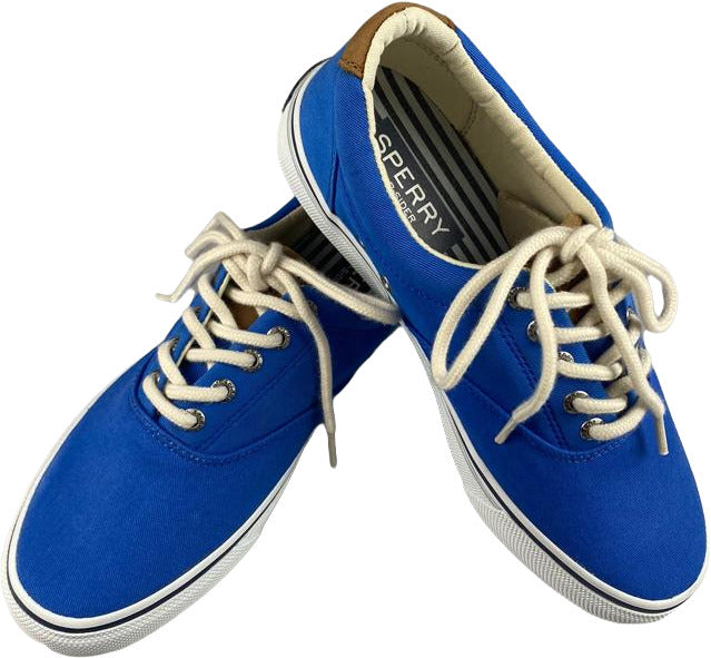 Scarpa da uomo Sperry Sneakers Striper LL CVO in blu, sneaker casual in tessuto con suola bianca, ideale per look sportivi e casual