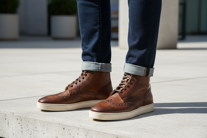 Stivaletti brogue marrone indossati