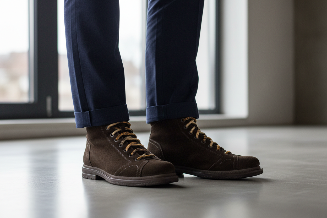 Stivaletti marrone scuro indossati