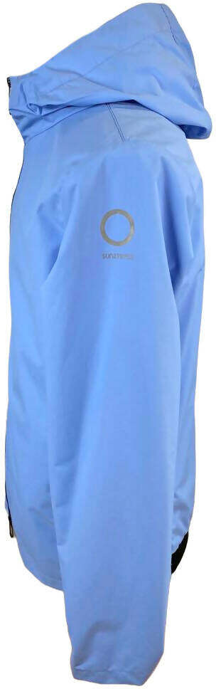 Giubbino impermeabile uomo Sunstripes celeste con cappuccio, moda uomo, giacca leggera e resistente all'acqua.