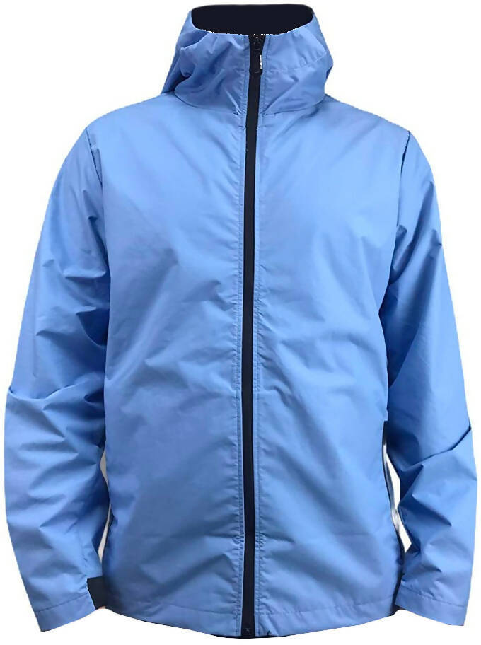 Giubbino uomo Sunstripes impermeabile celeste con cappuccio, moda uomo, giacca leggera e resistente all'acqua.