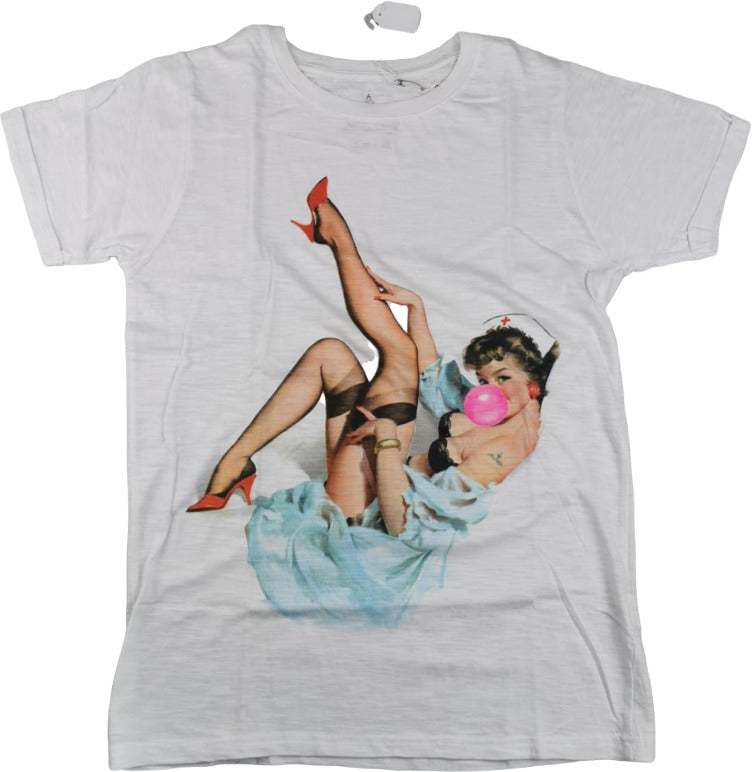 T-Shirt Uomo Let's Bubble Stampa Personaggi Bianco - Streetwear Creativo Italiano