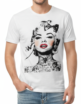 T-Shirt Uomo Let's Bubble Stampa Lipstick Bianco - Streetwear Italiano Premium