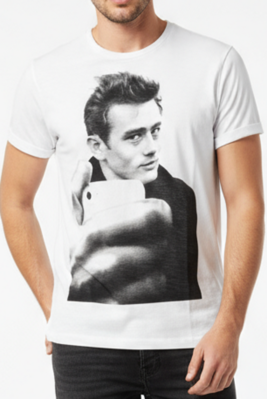 T-Shirt uomo Let's Bubble stampa James Dean bianco streetwear iconico