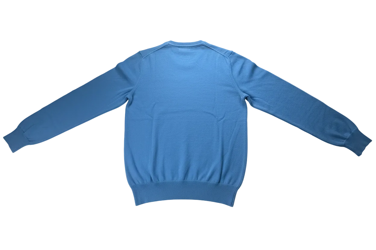 Maglia uomo US POLO ASSN con scollo a V in tessuto azzurro, abbigliamento moda uomo, maglia casual elegante.