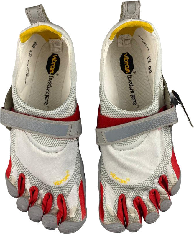 Scarpa da uomo Vibram FiveFingers BIKILA in Light Grey e Rosso, sneaker casual sportiva con design innovativo.