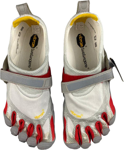 Scarpa da uomo Vibram FiveFingers BIKILA in Light Grey e Rosso, sneaker casual sportiva con design innovativo.