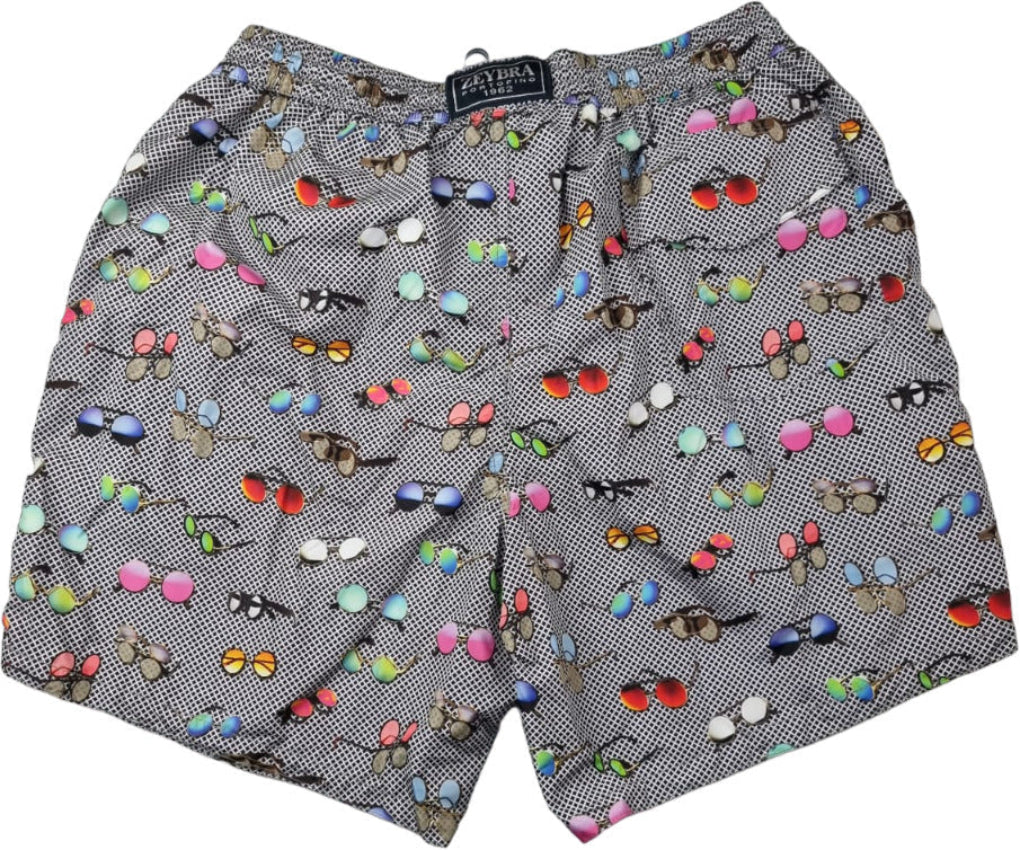Boxer mare uomo Zeybra Portofino 1962 con fantasia, in tessuto leggero, ideale per mare e piscina, colore bianco.