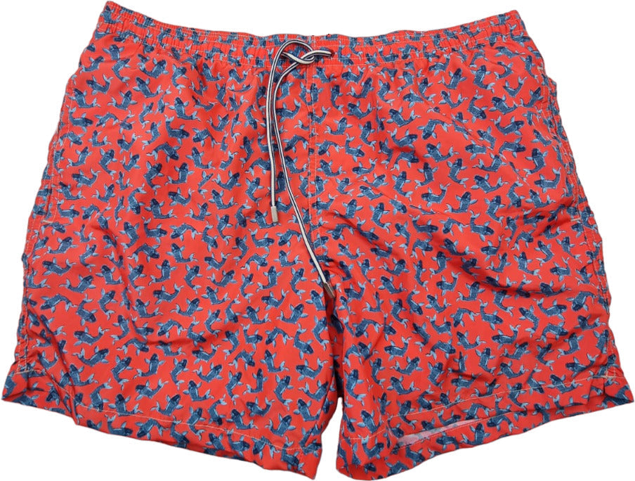 Boxer mare uomo Zeybra Portofino 1962 con fantasia carpe rosso, morbido tessuto, perfetti per mare e piscina, made in Italy.