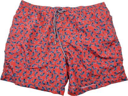 Boxer mare uomo Zeybra Portofino 1962 con fantasia carpe rosso, morbido tessuto, perfetti per mare e piscina, made in Italy.